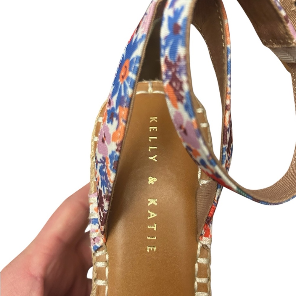 Kelly & Katie Faydrena Floral Espadrille Wedge Sandals Open Toe Multi Womens 8 - Picture 6 of 7